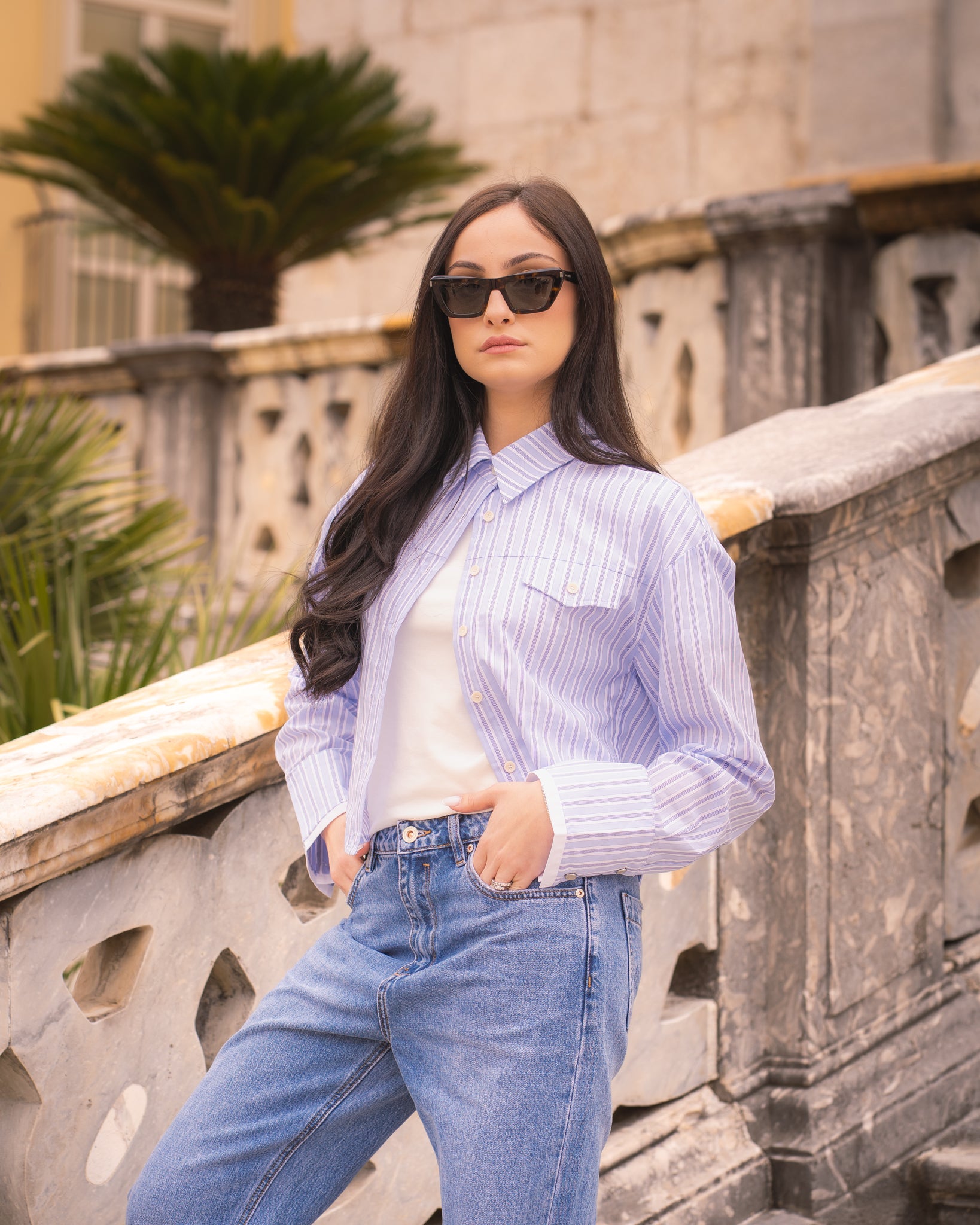 GL FOR HER CAMICIA RIGATA CROP