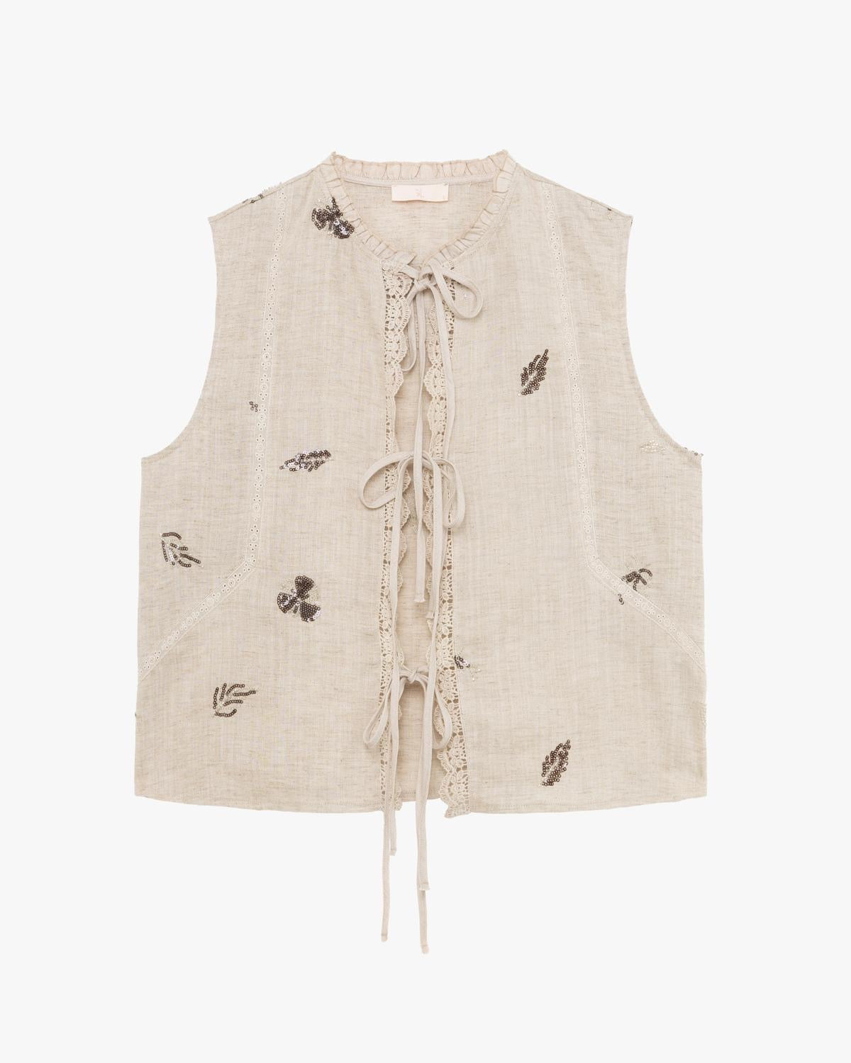 GL FOR HER GILET IN LINO CON STRASS