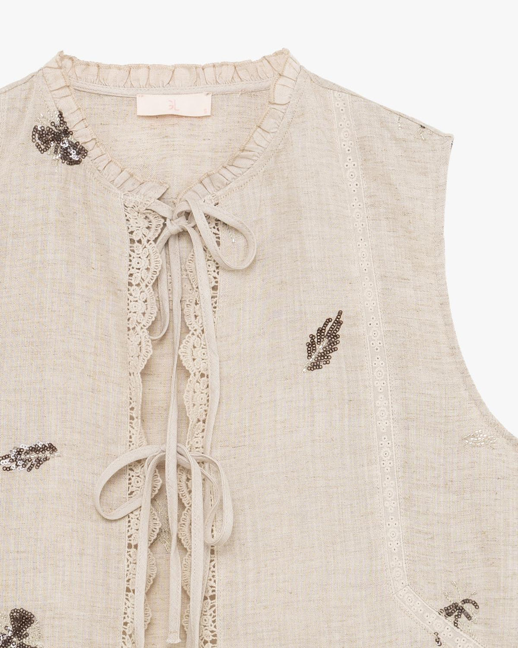 GL FOR HER GILET IN LINO CON STRASS