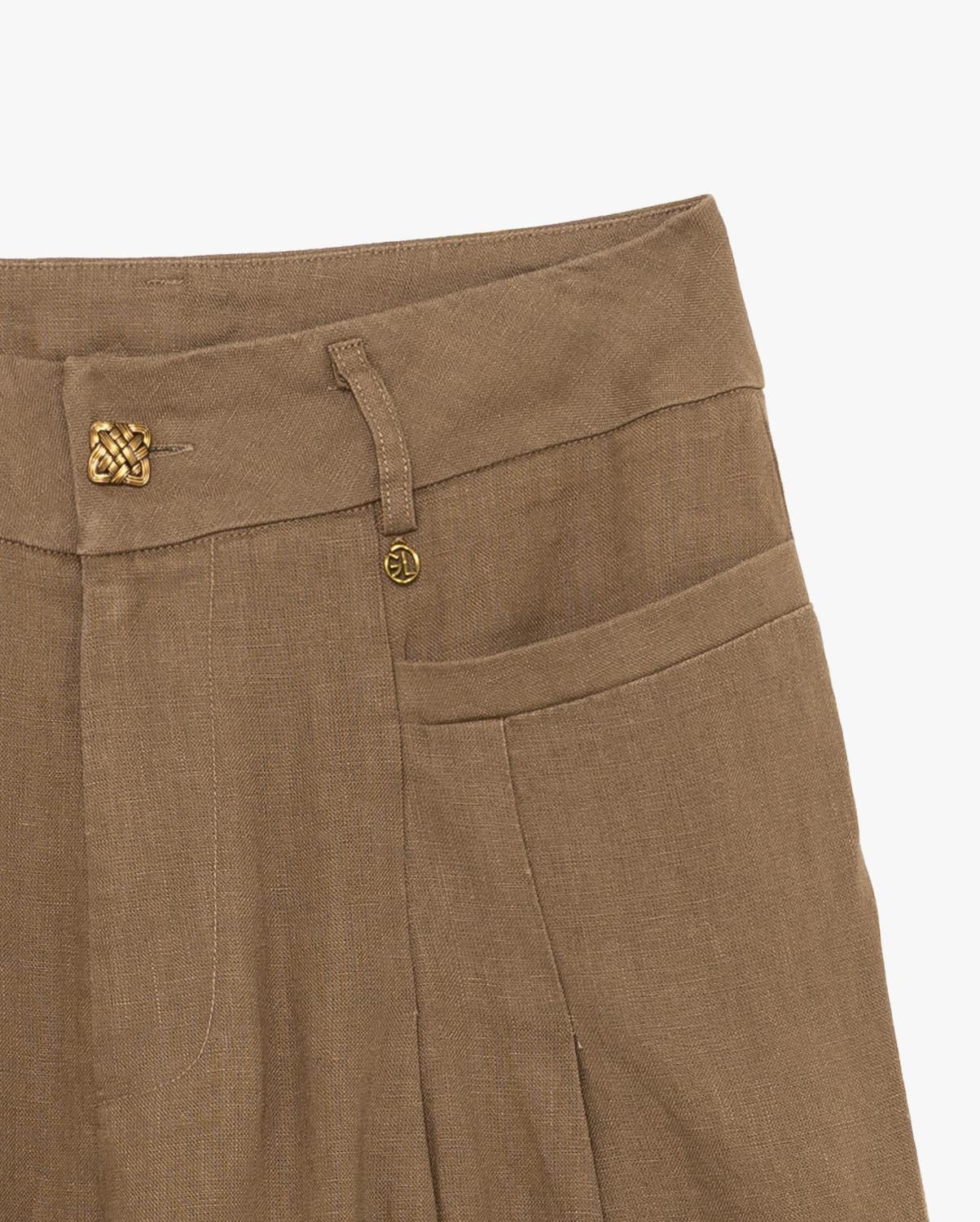 GL FOR HER PANTALONE WIDE LEG IN LINO