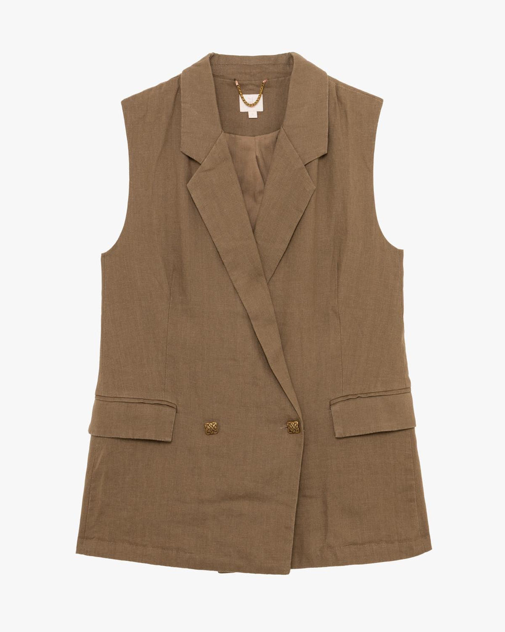 GL FOR HER GILET SMANICATO DOPPIOPETTO IN LINO