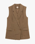 GL FOR HER GILET SMANICATO DOPPIOPETTO IN LINO