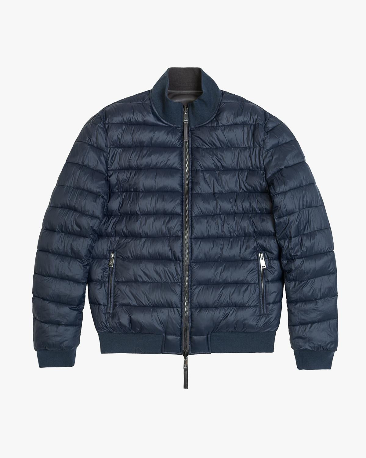 GIANNI LUPO BOMBER ECOPELLE E PIUMINO DOUBLEFACE MARRONE/BLUE