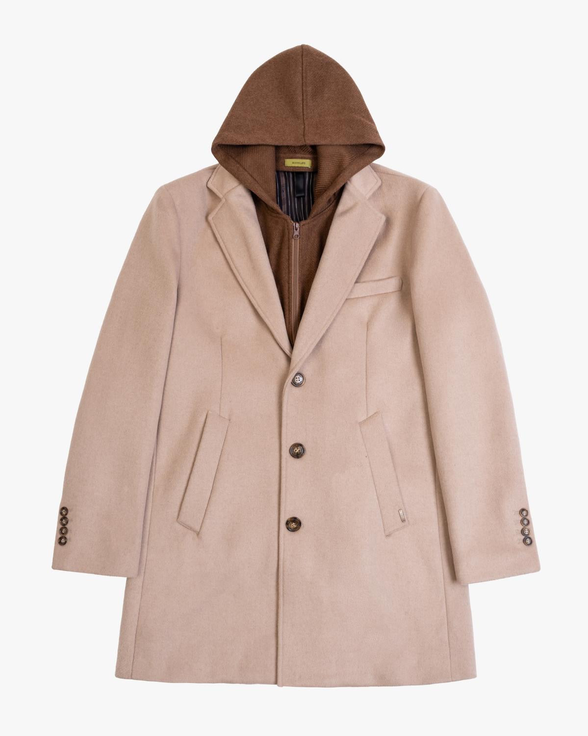GIANNI LUPO CAPPOTTO IN LANA CON CAPPUCCIO ESTRAIBILE