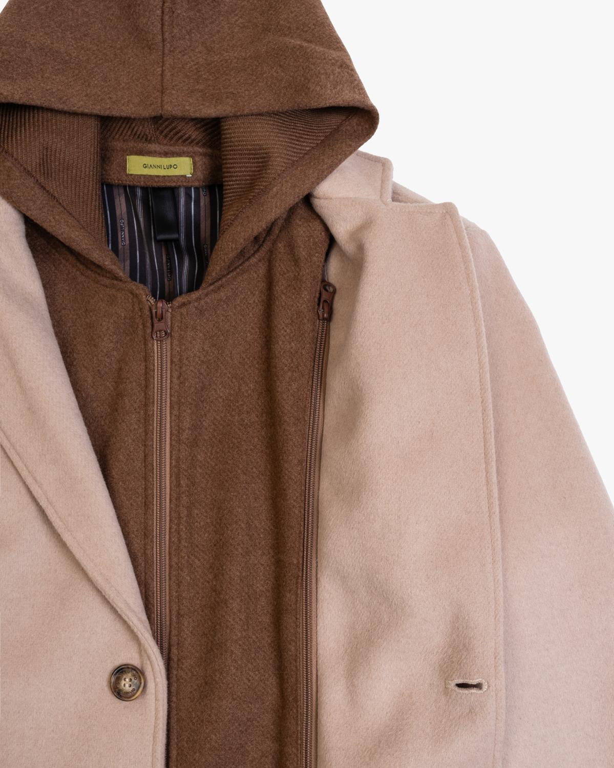 GIANNI LUPO CAPPOTTO IN LANA CON CAPPUCCIO ESTRAIBILE