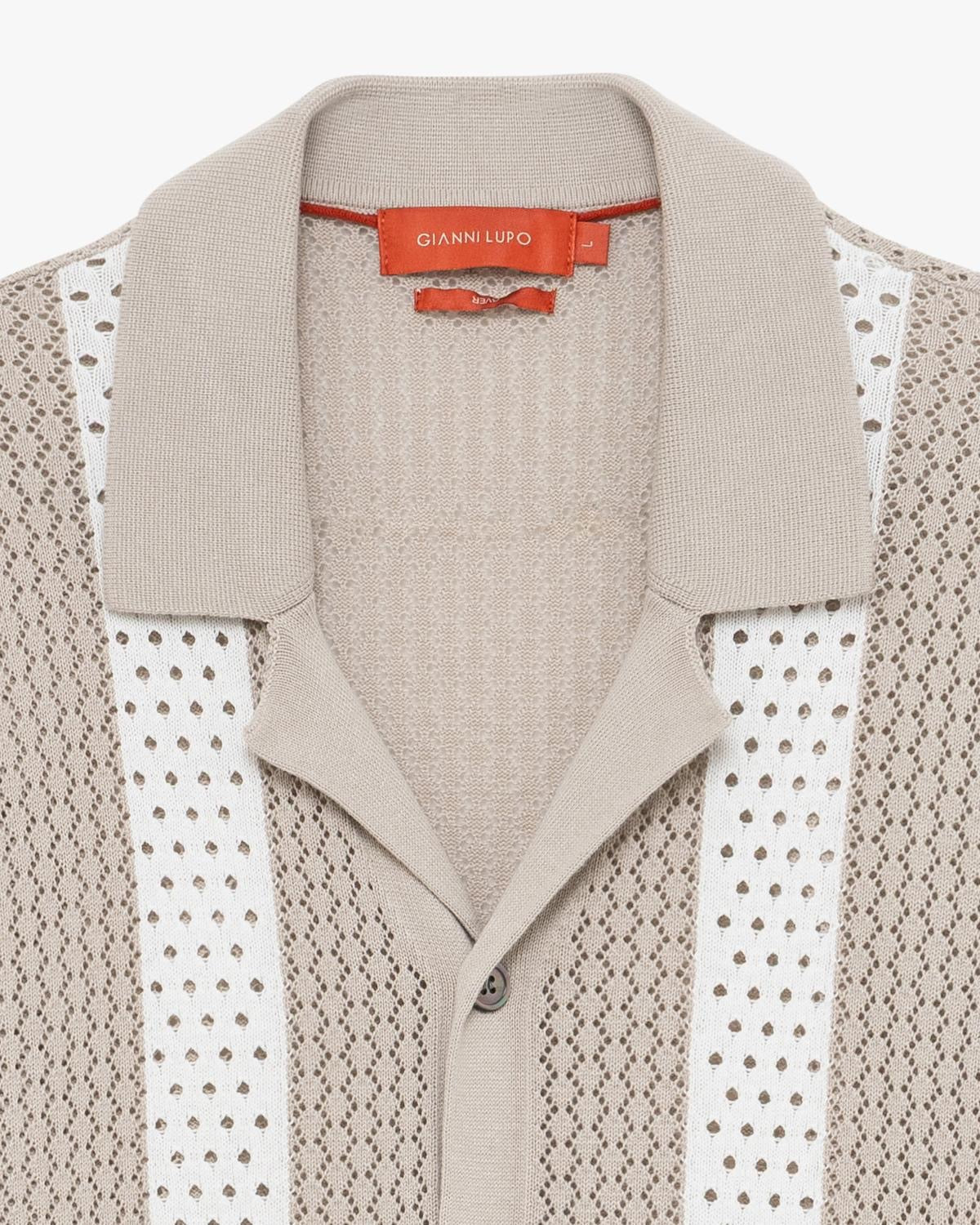 GIANNI LUPO CARDIGAN CROCHET CON RIGA VERTICALE