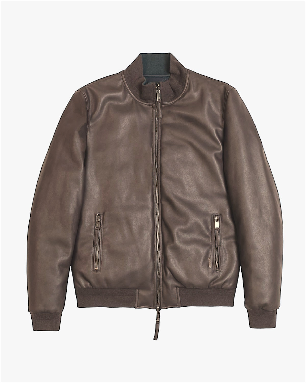 GIANNI LUPO BOMBER ECOPELLE E PIUMINO DOUBLEFACE MARRONE/BLUE